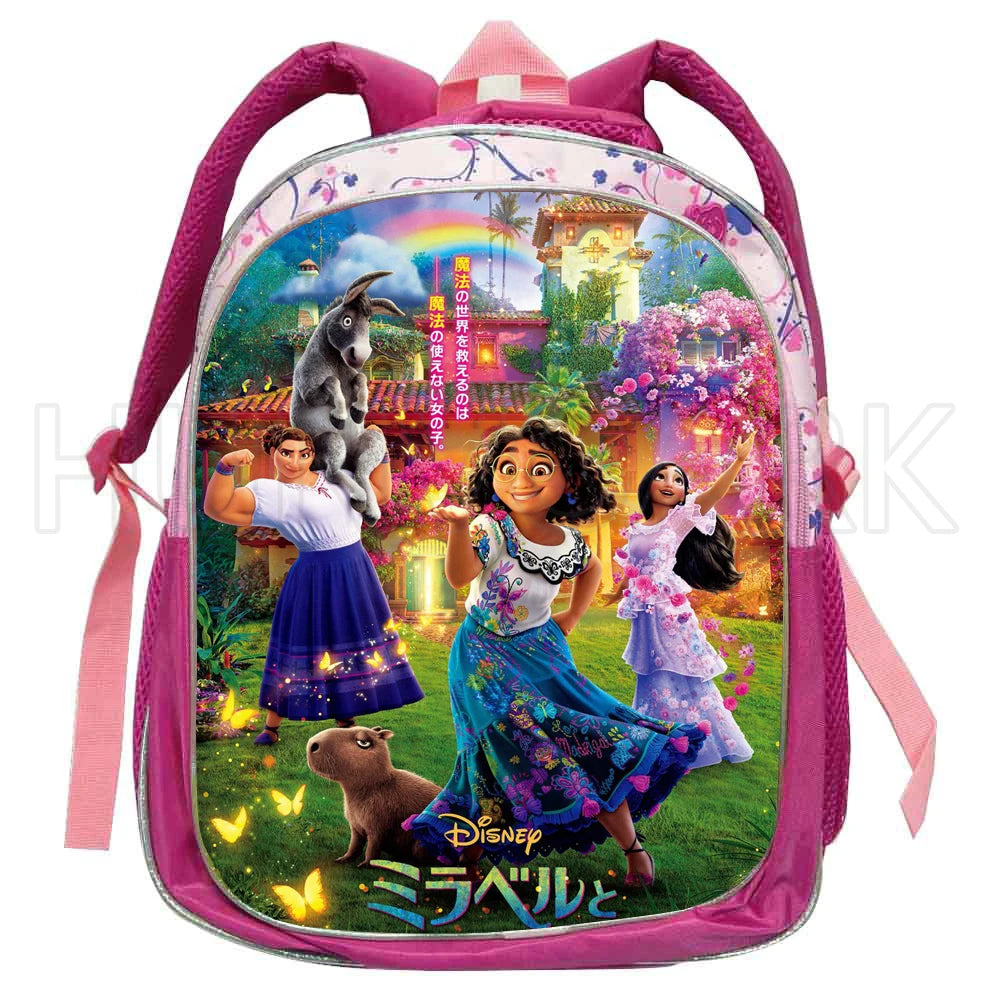 ENCANTO Girls School Bags Children Backpack Cartoon Princess Schoolbag Mirabel M