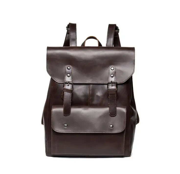Hot Man PU Leather Backpack Vintage Travel Bag