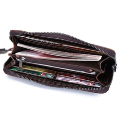 EUMOAN Oil Wax Leather Crocodile Print Wallet