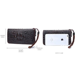 EUMOAN Oil Wax Leather Crocodile Print Wallet