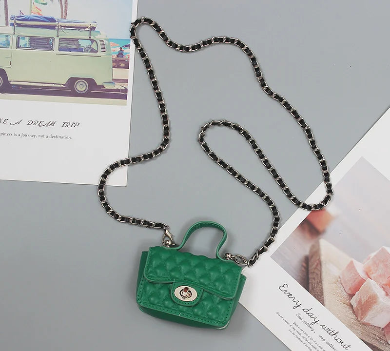 Women Mini Small Pockets Chain Green Bag Korea All-Match