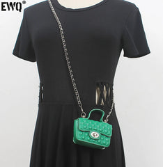 Women Mini Small Pockets Chain Green Bag Korea All-Match