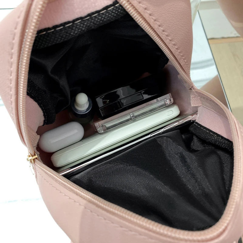 Mini Women's Backpacks PU Leather Multi-Function Ladies Phone Pouch Pack Female