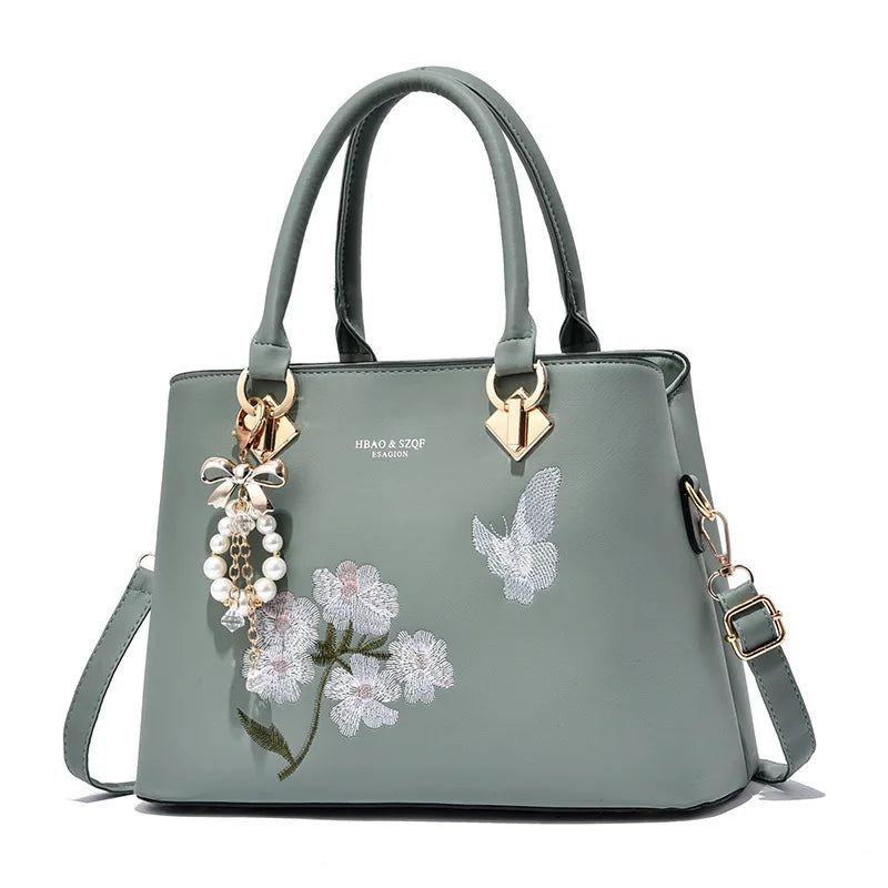 Early Autumn Bow Pendant Shoulder Messenger Bag Female Embroidery