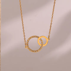 Stainless Steel Loop Pendant Necklace Bracelet Set