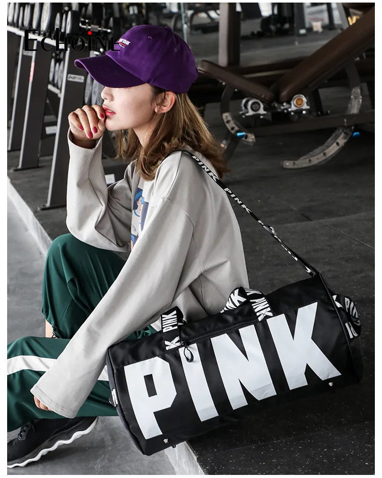 Echoine Leisure Zip Travel Bag Sports Bag Letter Printing Portable