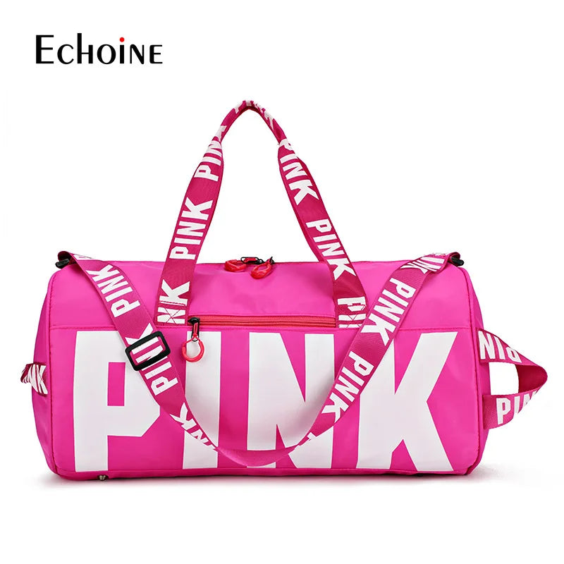 Echoine Leisure Zip Travel Bag Sports Bag Letter Printing Portable