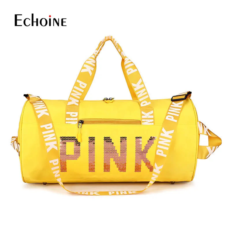 Echoine Woman Leisure Zip Travel Bag Sports Bag Letter Printing