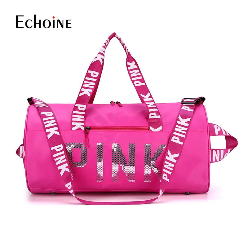 Echoine Woman Leisure Zip Travel Bag Sports Bag Letter Printing
