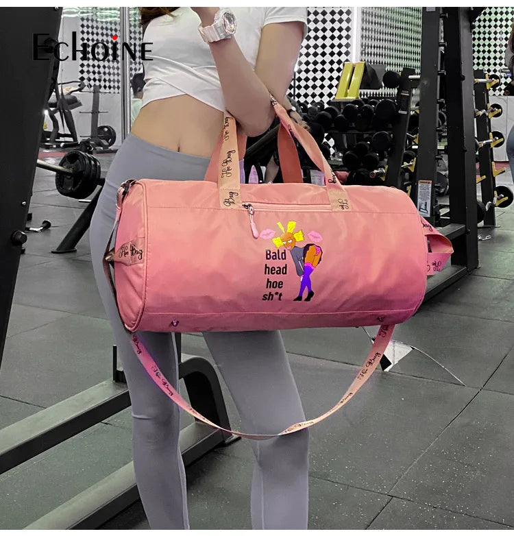 Echoine Zipper Travel Bag Ladies Gym Sports Bag Letter Printing