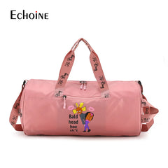 Echoine Zipper Travel Bag Ladies Gym Sports Bag Letter Printing