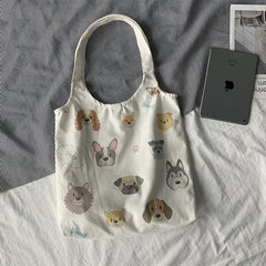 Dog Cartoon Canvas Tote Bag Eco-Friendly Woman Shoulder Bag