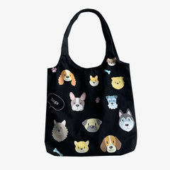 Dog Cartoon Canvas Tote Bag Eco-Friendly Woman Shoulder Bag