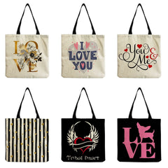 Eco Friendly Shoulder Bag Love Heart Print Tote Bag Women