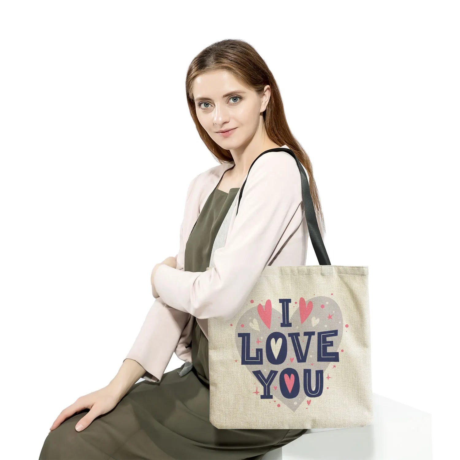 Eco Friendly Shoulder Bag Love Heart Print Tote Bag Women