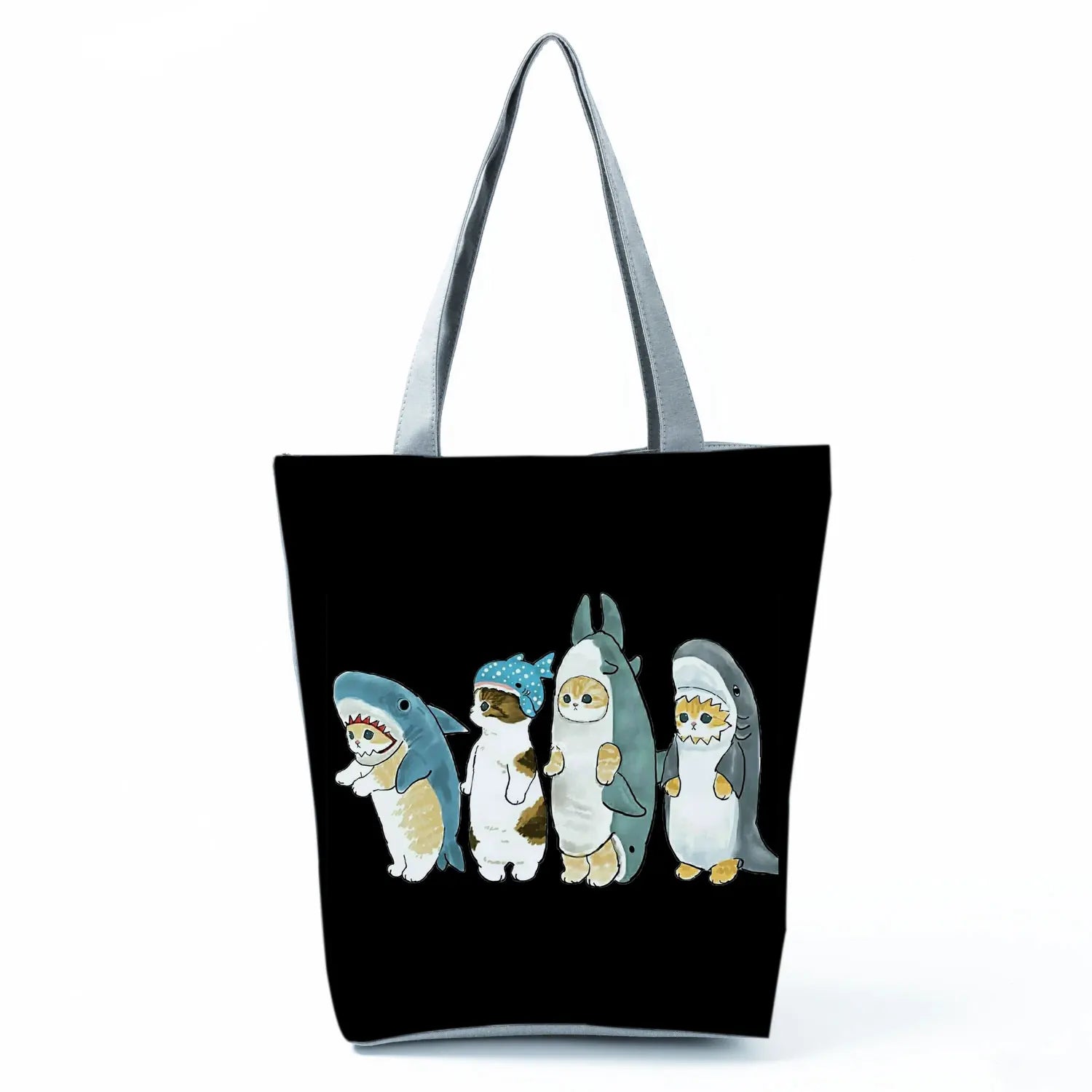 Reusable Eco-Friendly Shark Suit Print Shoulder Bag