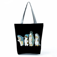 Reusable Eco-Friendly Shark Suit Print Shoulder Bag