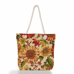 Eco Reusable Foldable Shopping Bag Sunflower Print Handbag For Women