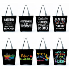 Reusable Shoulder Cloth Book Bag Gift Handbag - Teacher is My Superhero