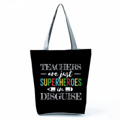 Reusable Shoulder Cloth Book Bag Gift Handbag - Teacher is My Superhero