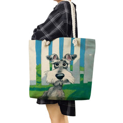 Reusable Animal Print Women's Shoulder Bag - Schnauzer and Golden Retriever