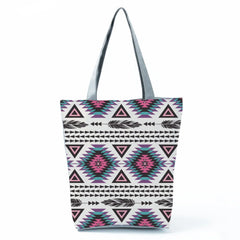 Geometric Striped Reusable Tote Bags for Shopping - Large Capacity Handbags