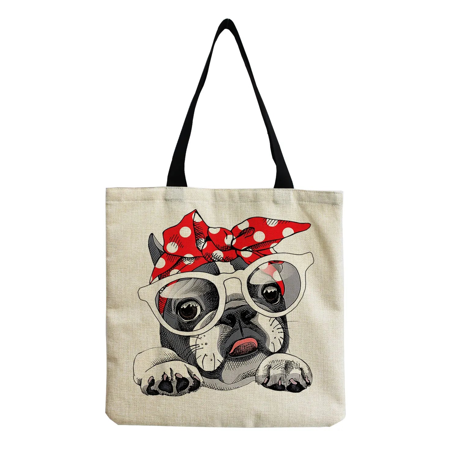 Reusable Dog Print Women's Shoulder Bag Travel Tote