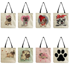 Reusable Dog Print Women's Shoulder Bag Travel Tote