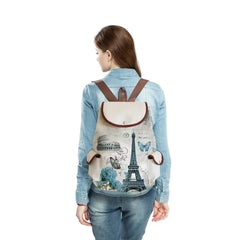 Eiffel Tower Print Backpacks For Women Customizable Bag