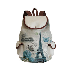 Eiffel Tower Print Backpacks For Women Customizable Bag