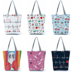 ECG Grid Print Shoulder Bag Women's Eco Handbag