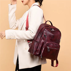 Women Leather Backpack High Female Shoulder Bag Casual Backpack Purse School Bag