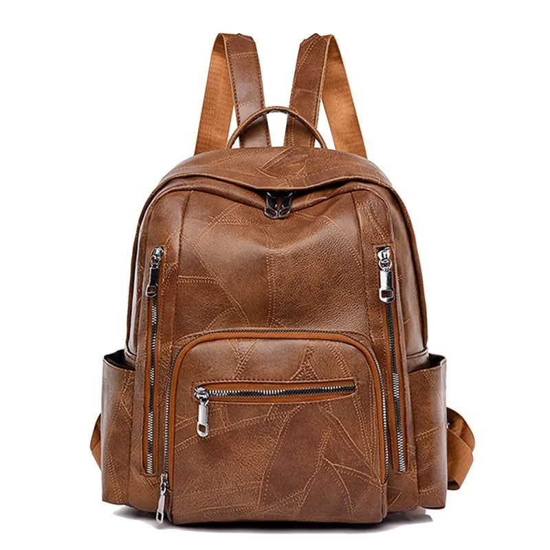 High Female Leather Backpack Shoulder Bag