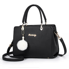 Beige Handbag Girl Sweet Lady Shoulder Bag Warm Plush Ball Tassel Bag