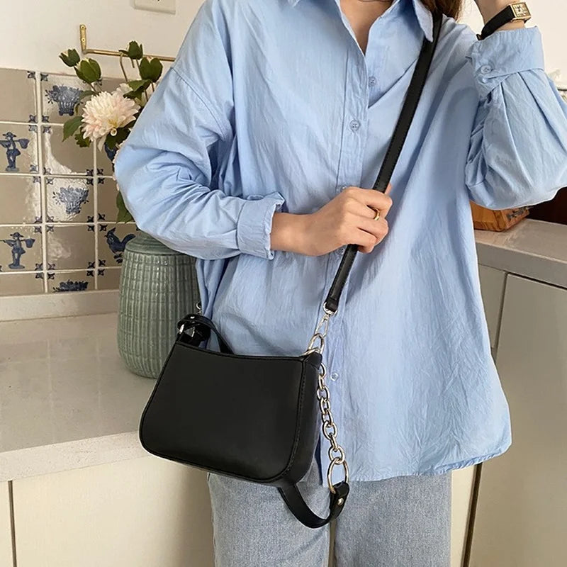 Shoulder Bags Women Zipper Underarm Cross Body Dark Academia PU Leather