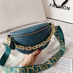 Braid PU Leather Chain Waist Bags For Women