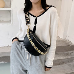 Braid PU Leather Chain Waist Bags For Women