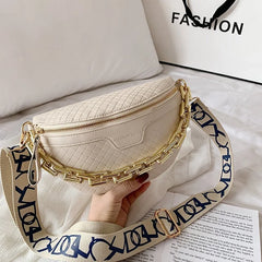 Braid PU Leather Chain Waist Bags For Women