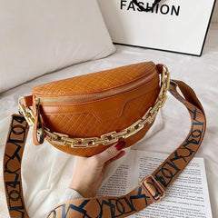 Braid PU Leather Chain Waist Bags For Women