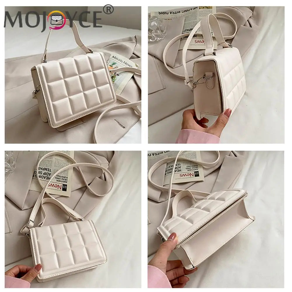 Checkered Printing Shoulder Bags Flap Messenger Bags Female PU Leather