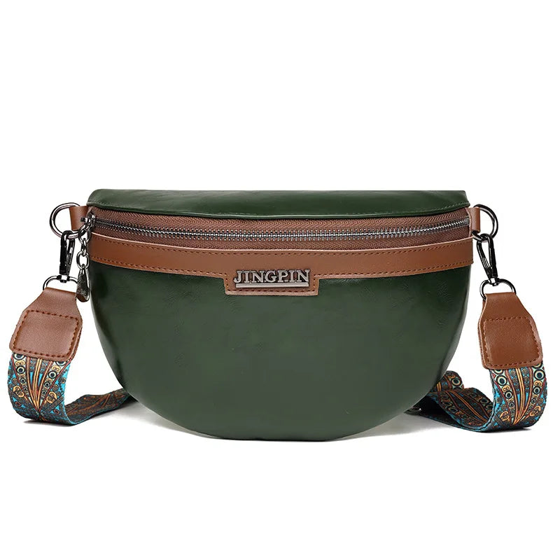 Vintage Contrast Colour PU Leather Waist Bag for Women