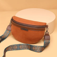 Vintage Contrast Colour PU Leather Waist Bag for Women