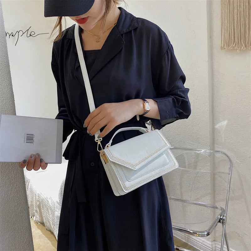 Embroidery Ladies Handbag Small Women Shoulder Bag High PU Leather Flap