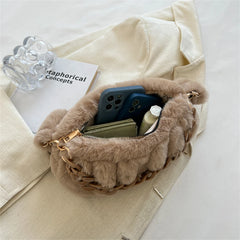 Faux Fur Women's Handbag Soft Plush Shoulder Crossbody Bags Winter Warm