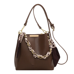 Female Ribbons Chain Tote Bucket Bag High-quality Pu Leather Women Handbag