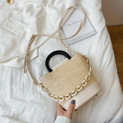 Summer Straw Tote Bucket Bag for Women