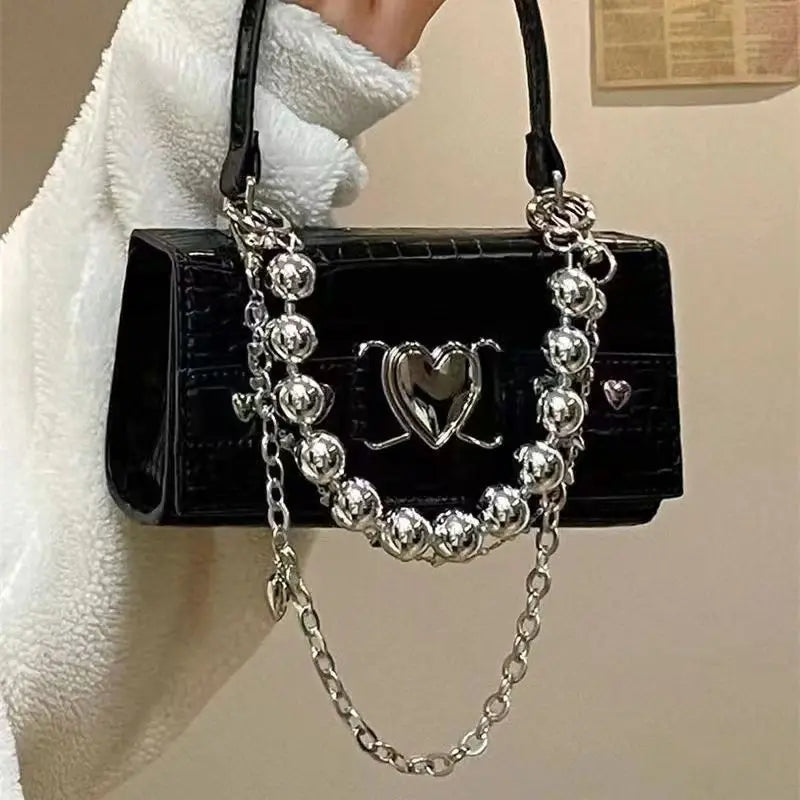 Gothic Vintage Messenger Bag Chain Women Clutch Handbag