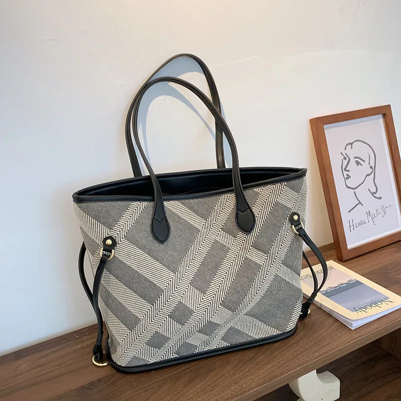 Lady Canvas Tote Bag Bucket Women Big Shopper Handbags Shoulder Bags