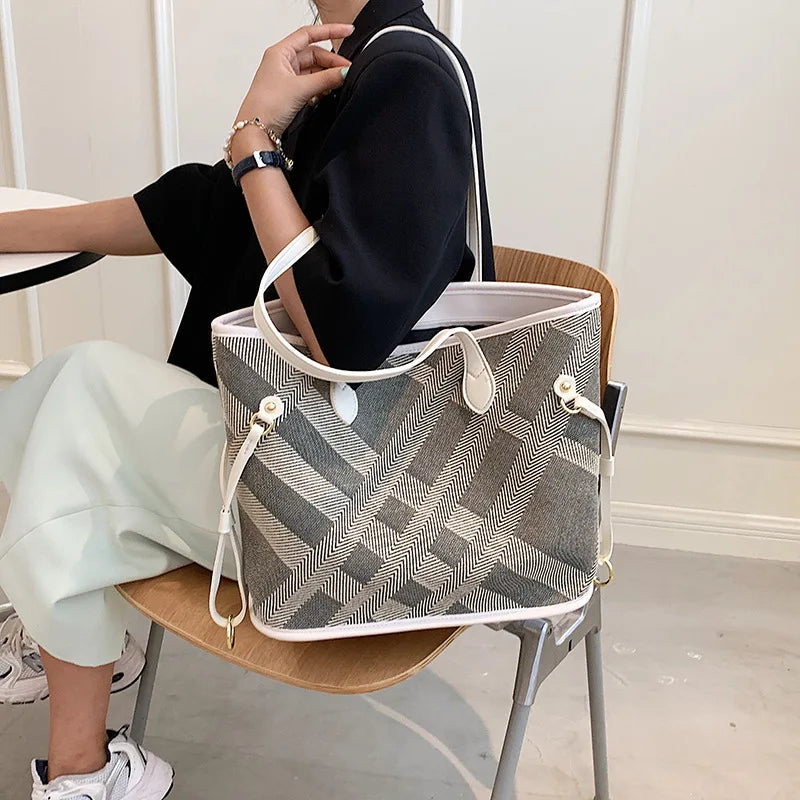 Lady Canvas Tote Bag Bucket Women Big Shopper Handbags Shoulder Bags
