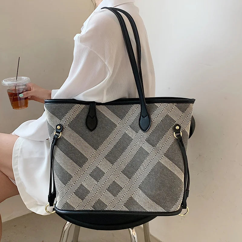 Lady Canvas Tote Bag Bucket Women Big Shopper Handbags Shoulder Bags